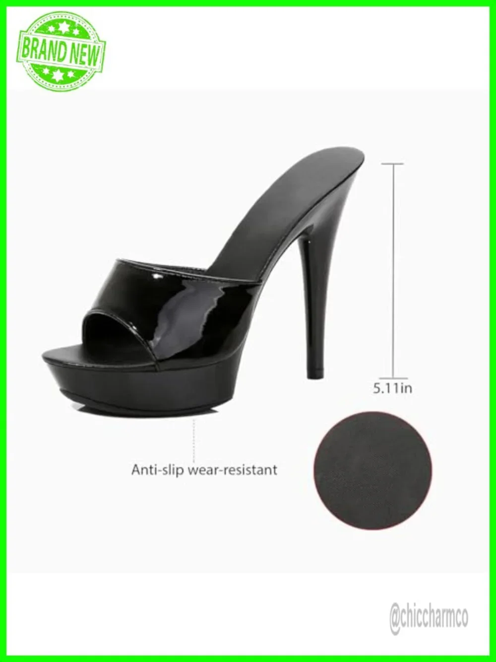 Patent Leather Platform Heeled Sandals Fish Mouth Stiletto Party Slides